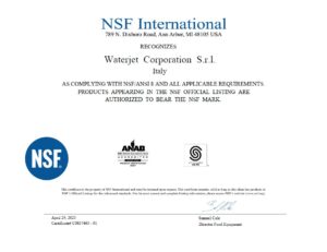 CERTIFICAZIONE NSF C0837465